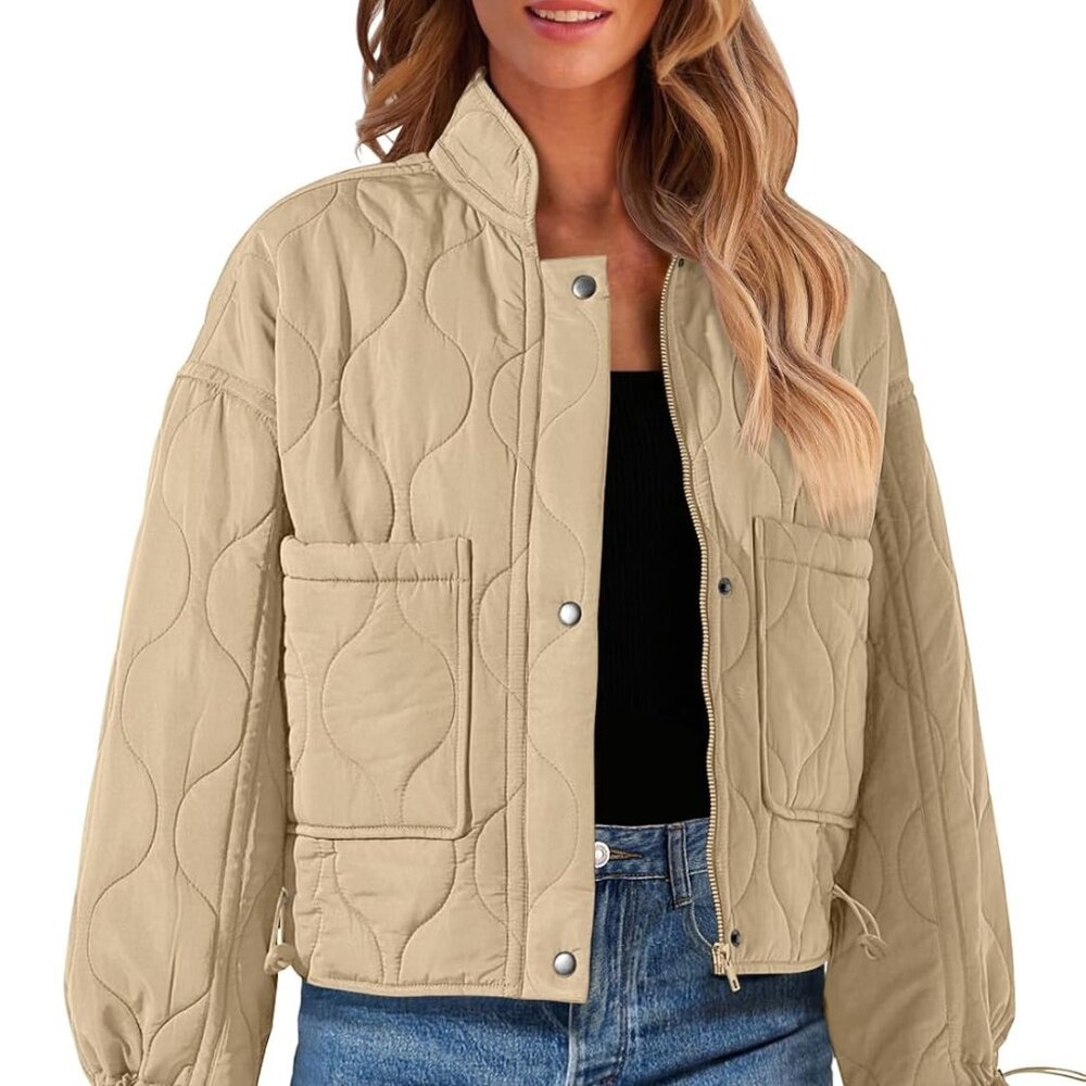 Winter Quilted Bomber Jacket-Women Size XL